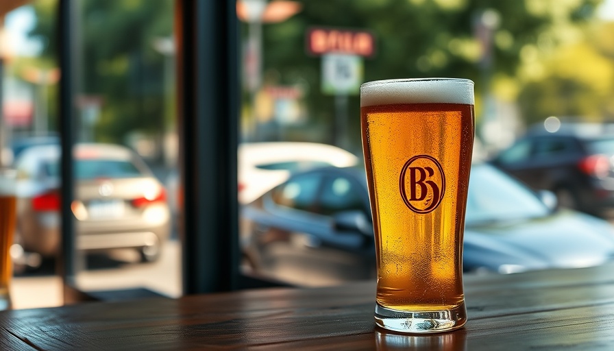 Pint of beer at Superior Bathhouse Brewery near window.