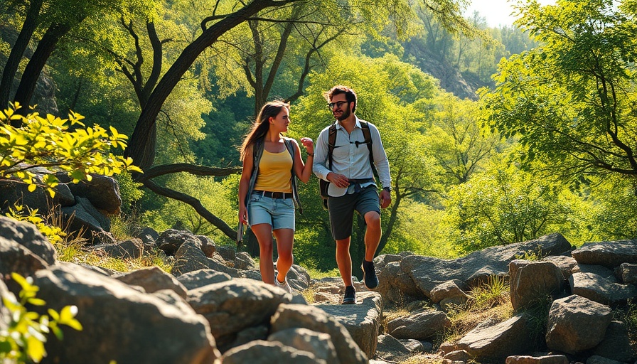 Adventurers on Indian Creek Trail amid lush greenery.