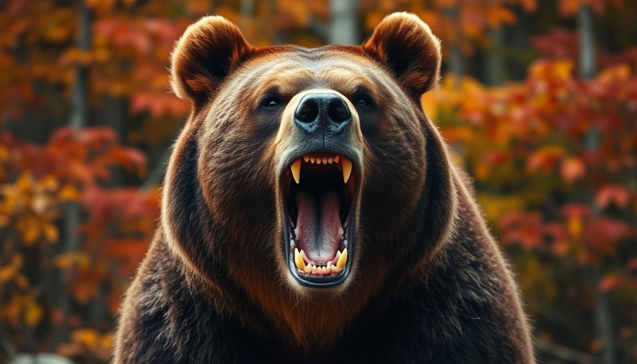 Bear Safety Tips banner with roaring brown bear in forest.