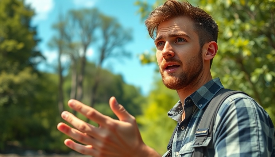 Man discussing endangered rivers in Arkansas under clear sky.