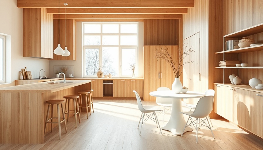 Modern kitchen with natural wood finishes in an American home.