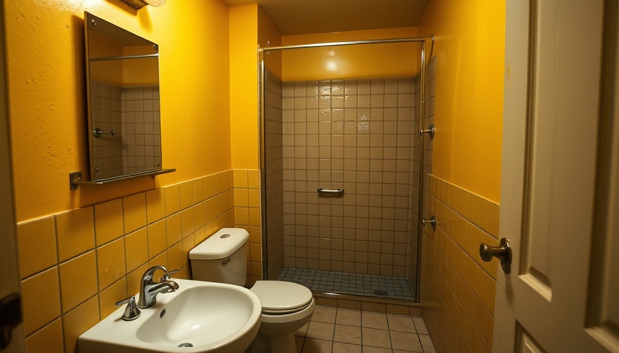 Outdated bathroom signaling need for renovation with yellow tones.