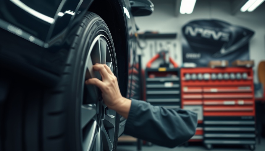Focused worker changing tire effectively in a garage for seasonal tasks.