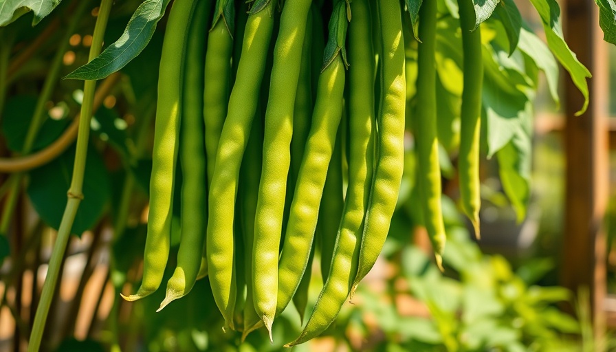 Fast-growing pole beans entwined in a sunny garden.