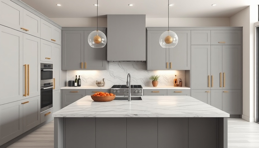 Modern kitchen remodeling essentials with gray cabinets and marble island