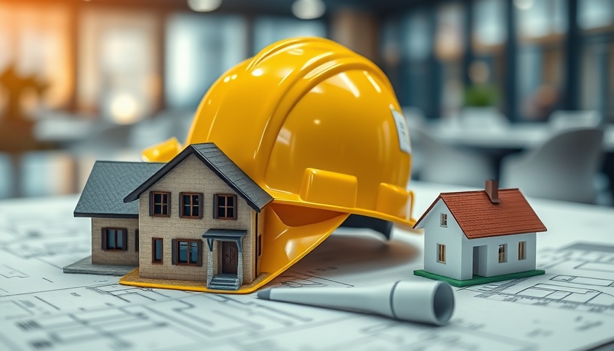 Yellow hard hat and model house on blueprints, Bathroom Renovation Permits concept.