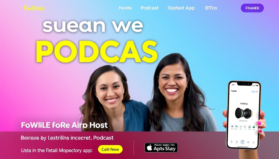 Promotional podcast image on deck space trends featuring hosts.
