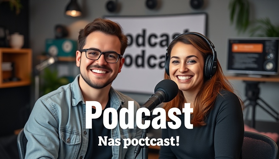 Cheerful podcast hosts discussing landscaping privacy screens.
