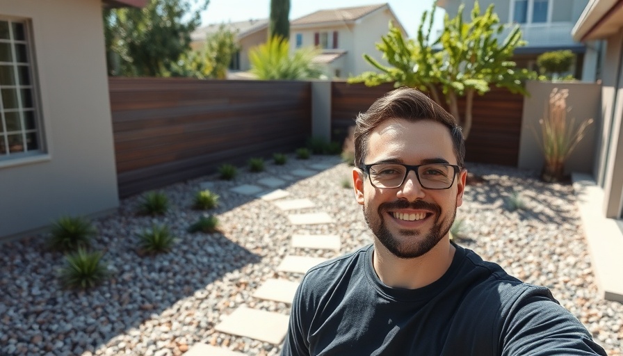 Modern backyard makeover with paved path and privacy screen.