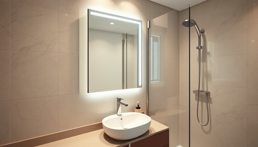 Smart bathroom gadgets in a sleek modern design space.