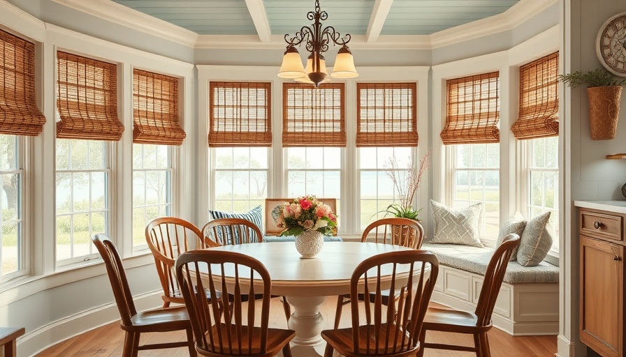 Nancy Meyers coastal cottage style dining area with elegant decor