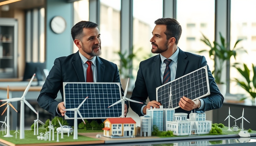 Businessmen discussing sustainable energy solutions for starting a recycling business.