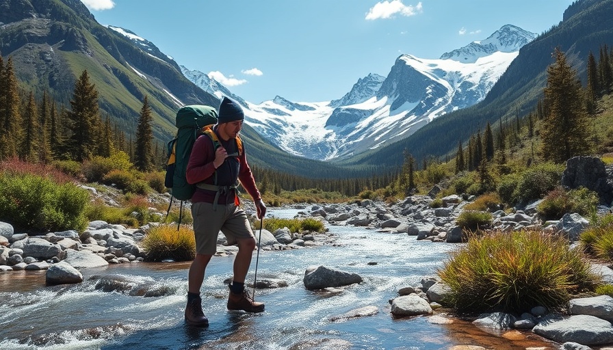 Scenic view of Glacier National Park backpacking trip with hiker.