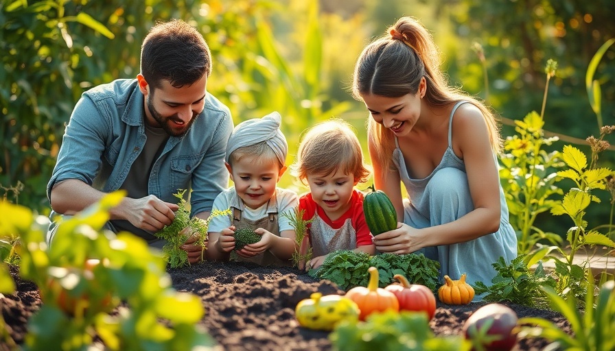 Family gardening in July, kids harvesting vegetables, July garden tasks