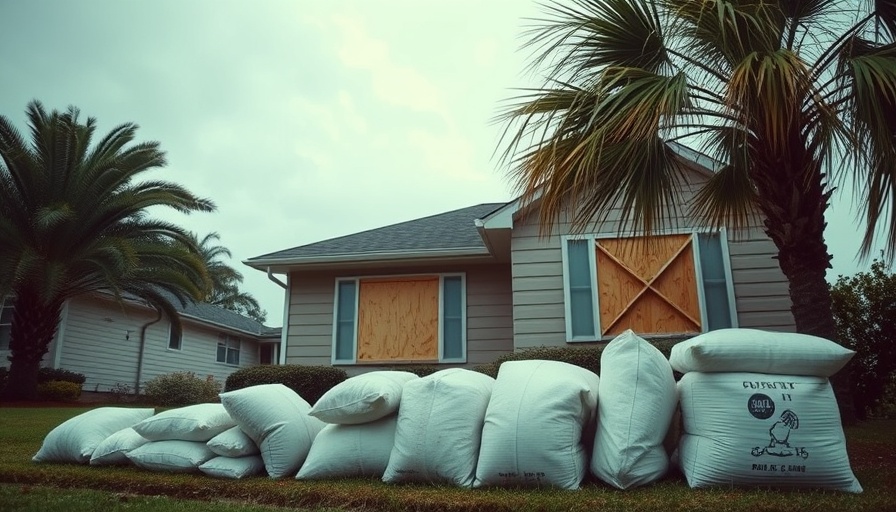 Suburban home with storm preparedness, highlighting hurricane preparedness tips for homeowners.