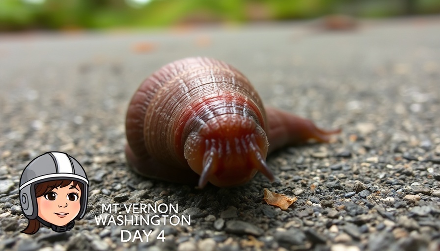 RV life for beginners day 4 in Mt. Vernon with close-up of a slug.