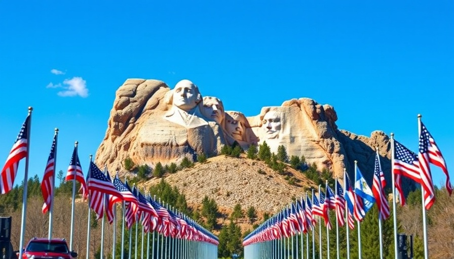 Mount Rushmore RV Adventures at Avenue of Flags in bright sunshine.