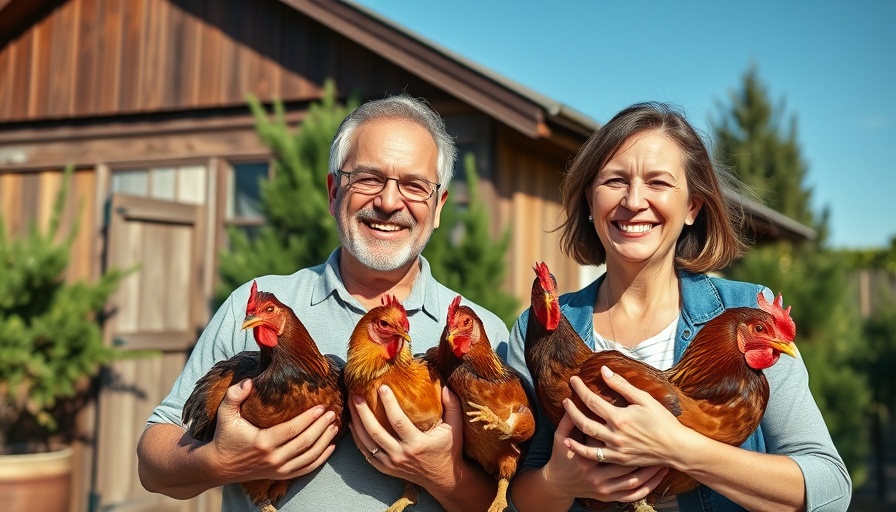 Couple holding chickens outdoors, related to Raising Chickens in a DIY Brooder.