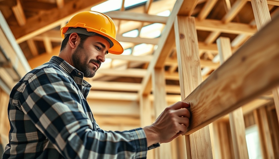 Focused carpenter building framework for accessible home design.