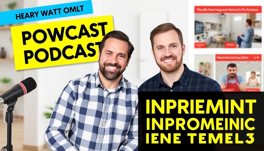 Smart attic upgrades podcast promotion with smiling hosts.