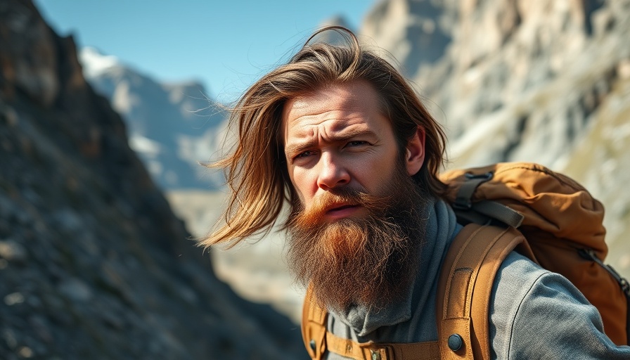 Adventurous hiker on rocky trail in America’s highest town.