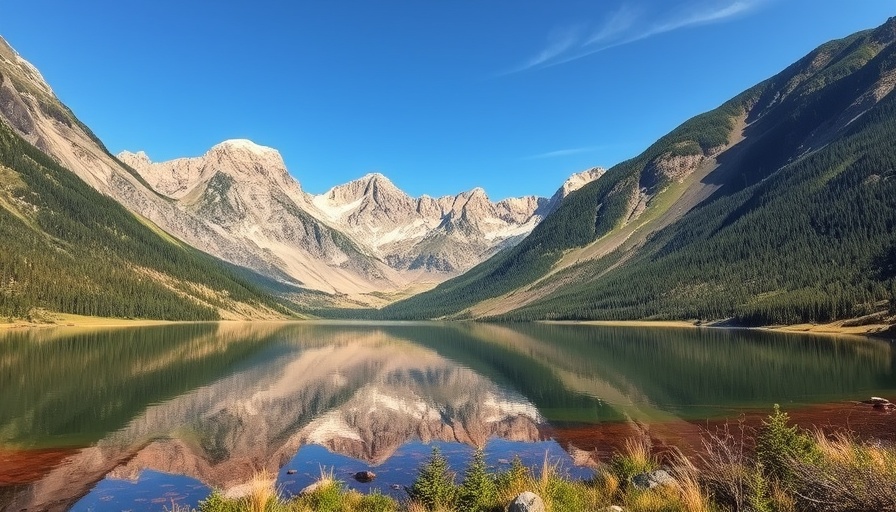 Picturesque mountainous landscape in Colorado reflecting in a serene lake.