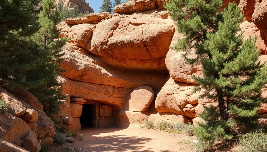 Walnut Canyon National Monument cliff dwelling entrance.