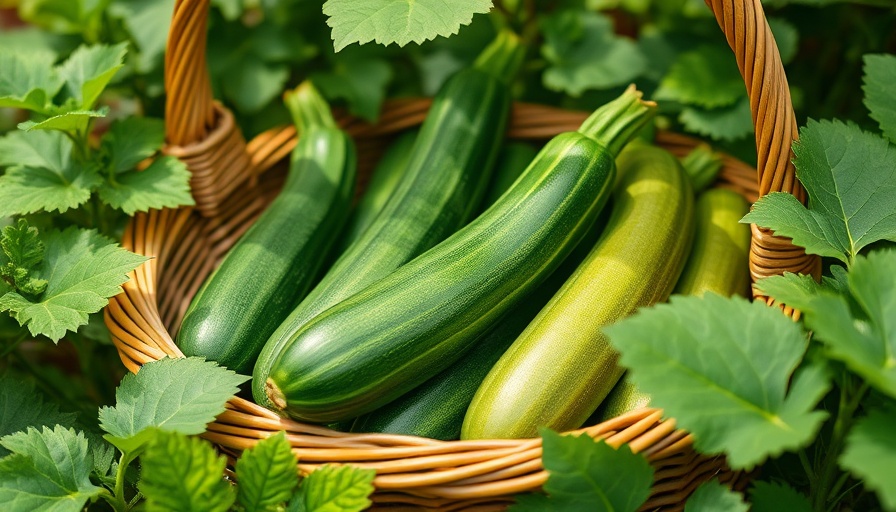 Fresh zucchinis in a basket in the garden, when to harvest zucchini tips.