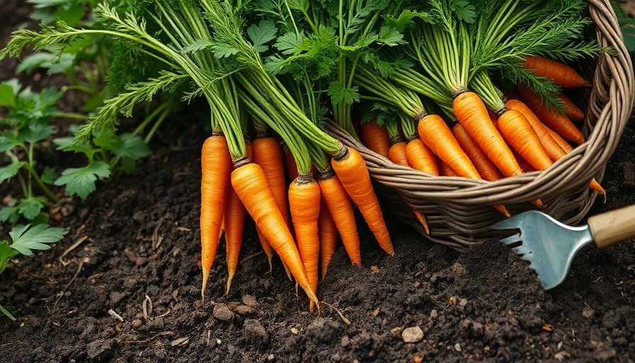 Carrots freshly harvested in a garden for fall