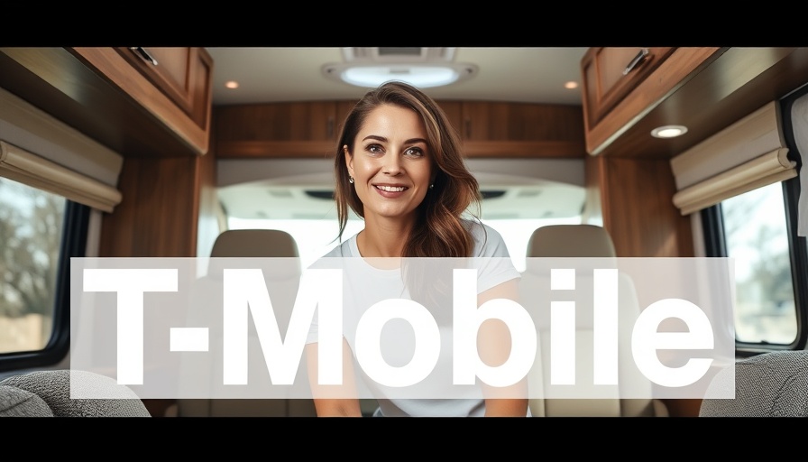 RVer exploring T-Mobile trial features inside RV.