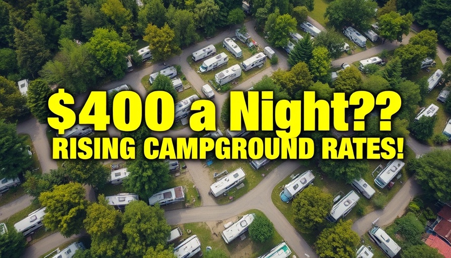 Overview of campground with RVs highlighting rising rates.