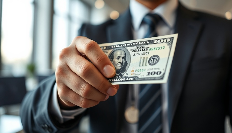 Close-up of a hand holding a dollar bill in a business suit, symbolizing financial growth, learning and growing in your pressure washing business.