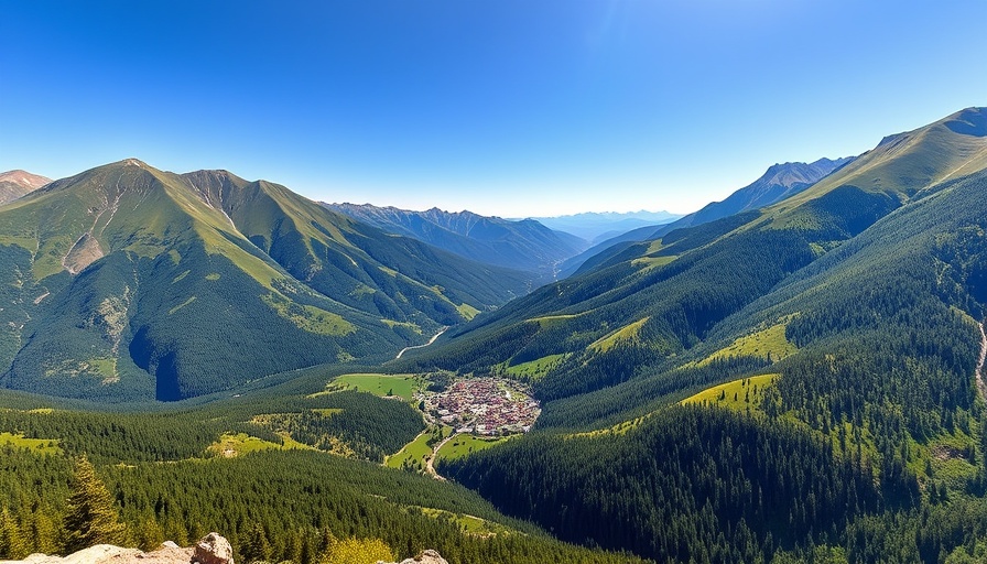 Scenic view of a Colorado mountain town under clear skies, ideal for RV travelers.