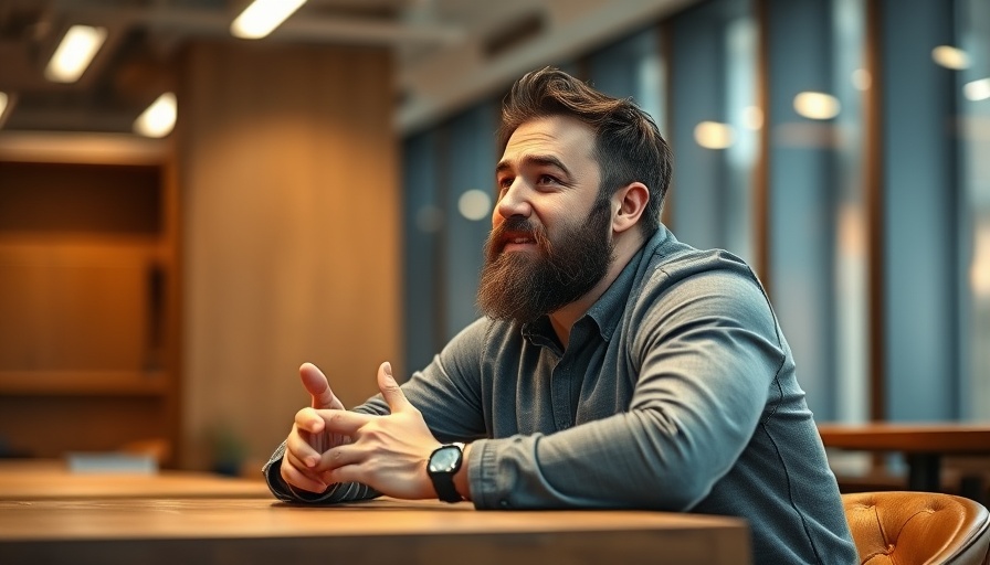 Man discussing business tips in a modern setting.