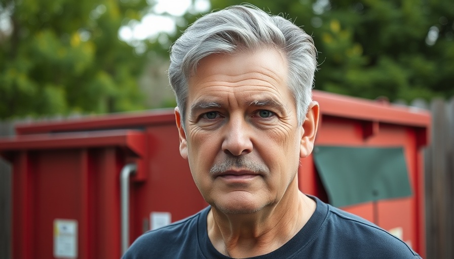 Middle-aged man standing by a dumpster explains Escapees RV membership changes.
