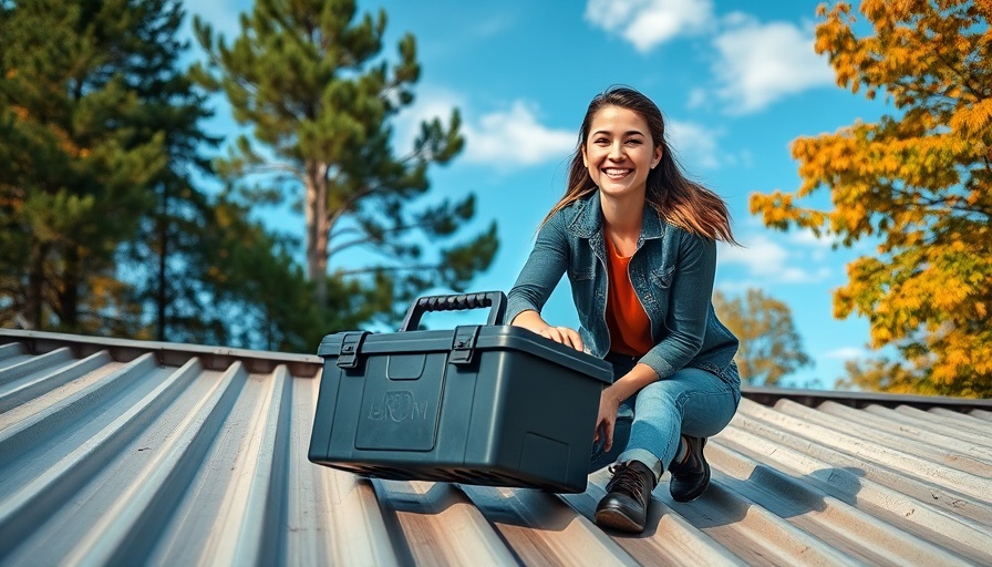 Young woman engaged in DIY roofing adventures on a sunny day.