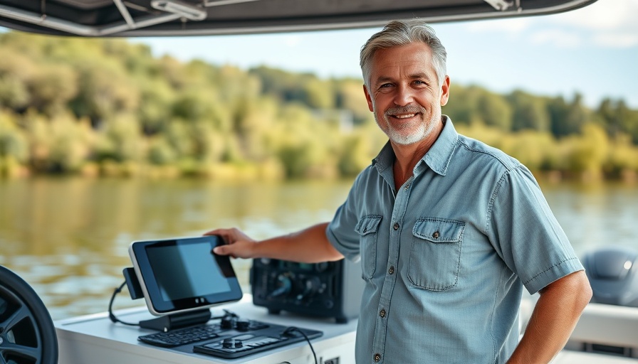 Middle-aged man discusses mobile internet solutions for RVers on a boat.