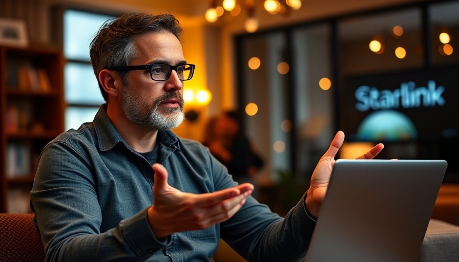 Man discussing Starlink Standby Mode at 500 Kbps indoors