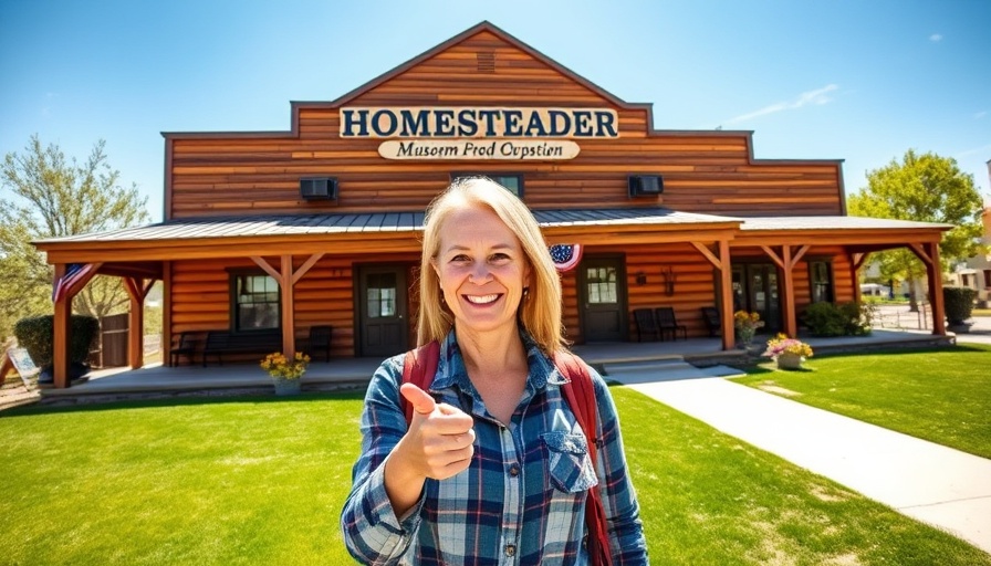 Homesteader Museum Powell Wyoming with a smiling visitor.