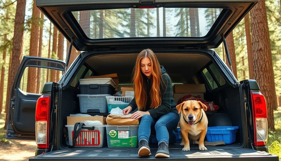 Car Living Essentials setup in the back of a truck in a forest.