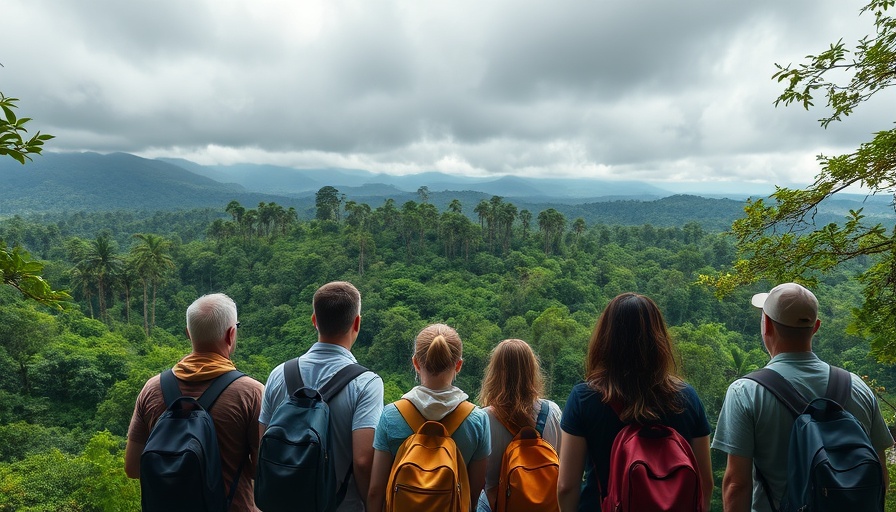 Tourists observing Yellowstone landscape under cloudy skies.