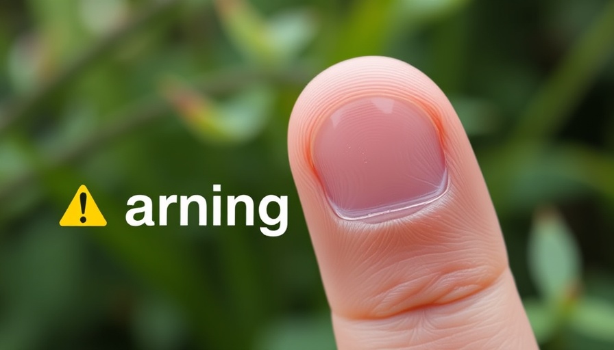 Tick on fingertip warning RVers about tick allergies.