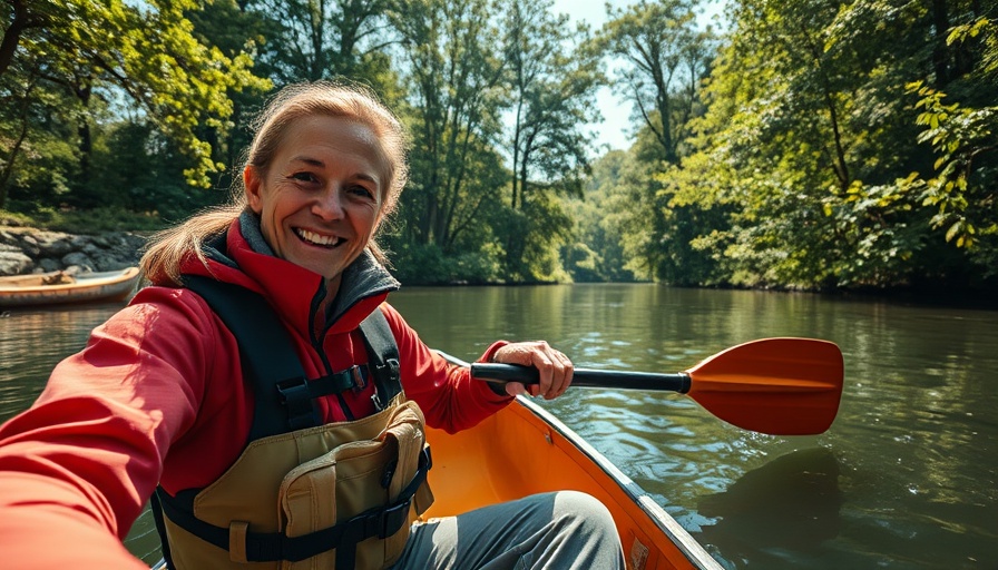 Outdoor adventurer rowing on Snake River amid lush scenery.