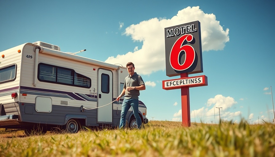 Young man with RV near Motel 6, RV Living Behind a Motel 6.