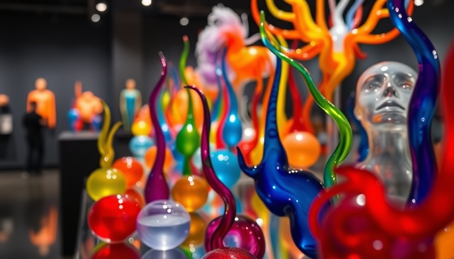 Colorful glass sculpture at Seattle exhibit, vibrant colors.