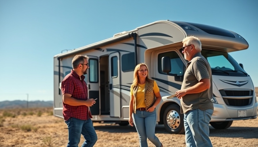 Casual group with RV, embodying affordable RV lifestyle outdoors.