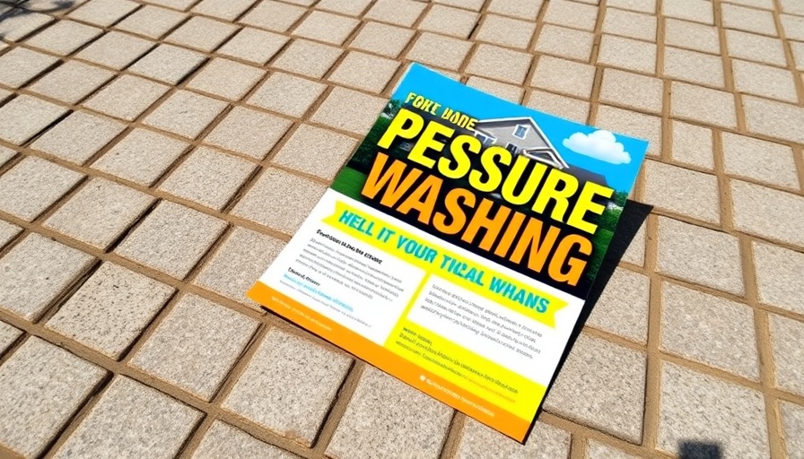 Promotional flyer for pressure washing business on driveway.