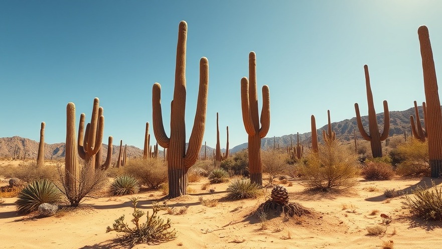 Vibrant desert landscape showcasing RV life for beginners with cacti and blue skies.
