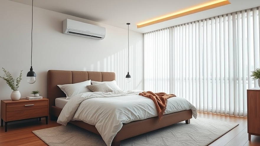 Spacious modern bedroom with plush bedding, showcasing optimal temperature settings for health.