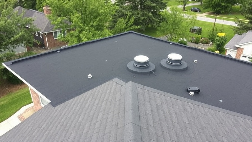 Flat residential roof showcasing modern architecture and urban design.